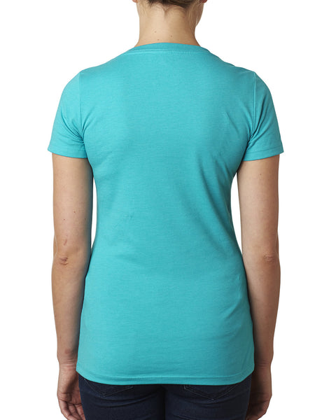 Ladies' CVC Deep V Neck Top - Tahiti Blue, Size S, Pull-On Style, Machine Washable - View #2