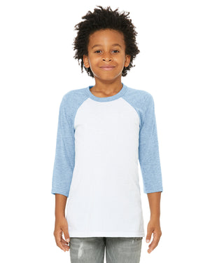 Bella + Canvas 3200Y Youth 3/4-Sleeve Baseball T-Shirt