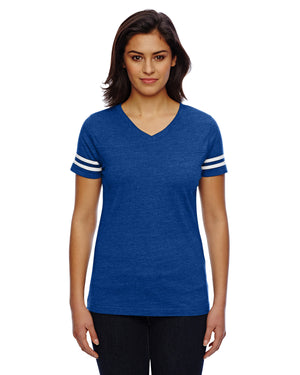 LAT 3537 Women's Football V-Neck Fine Jersey Tee