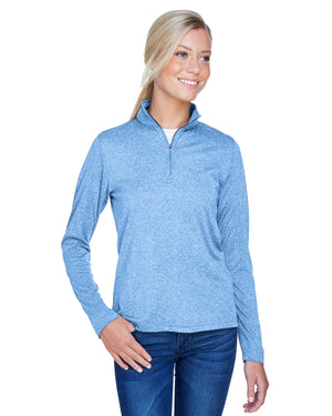 Ultra Club 8618W Women's Cool & Dry Heathered Performance Quarter-Zip