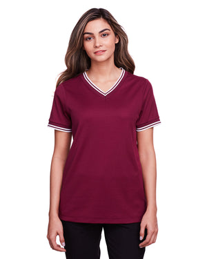 Devon & Jones DG20CW Women's CrownLux Performance Plaited Tipped V-Neck Shirt