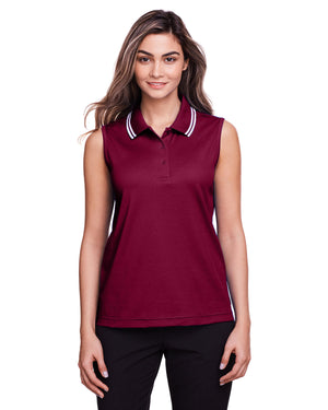 Devon & Jones DG20SW Women's CrownLux Performance Plaited Tipped Sleeveless Polo