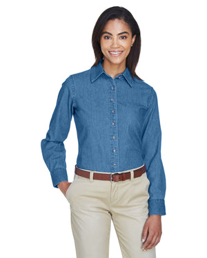 Harriton M550W Women's Long Sleeve Denim Shirt