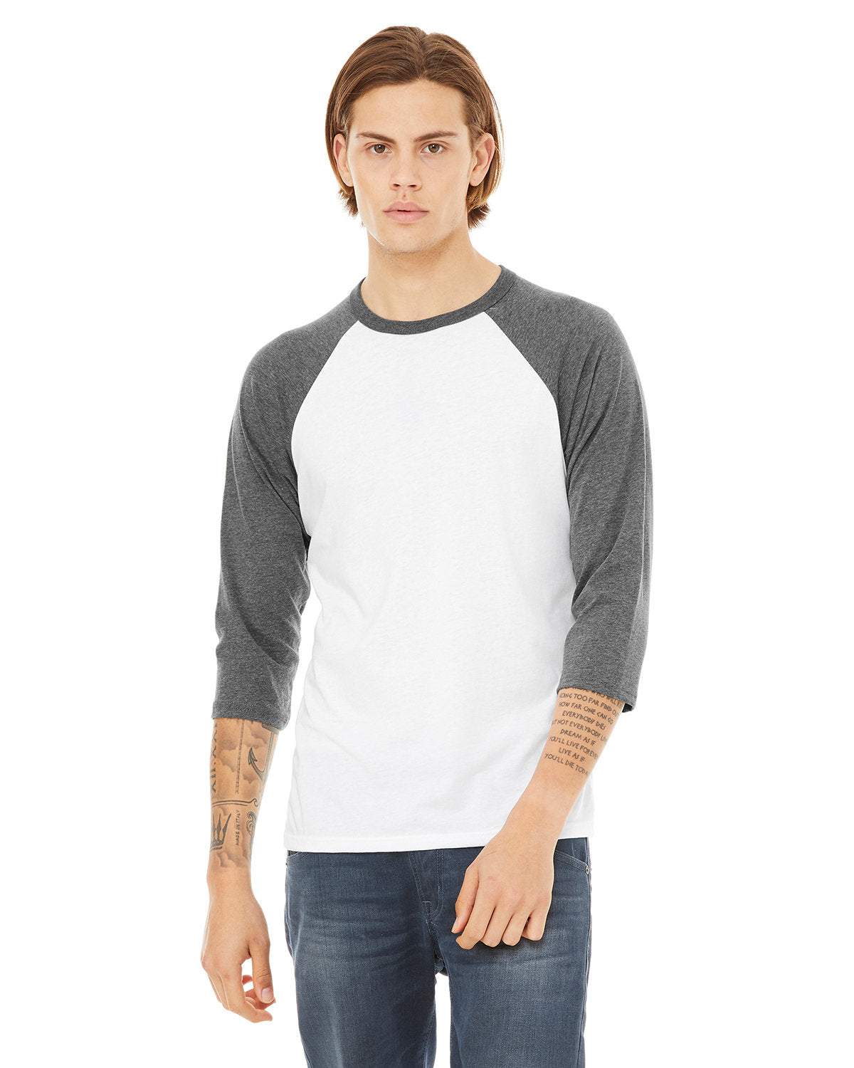 Bella + Canvas Unisex 3/4 Sleeve Baseball T-Shirt