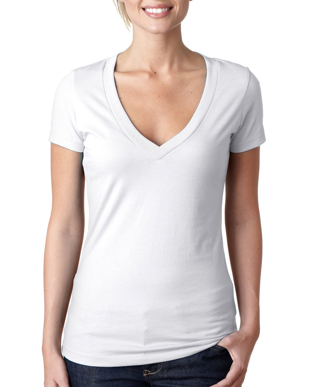 Next Level 6640 Ladies' CVC Deep V-Neck T-Shirt