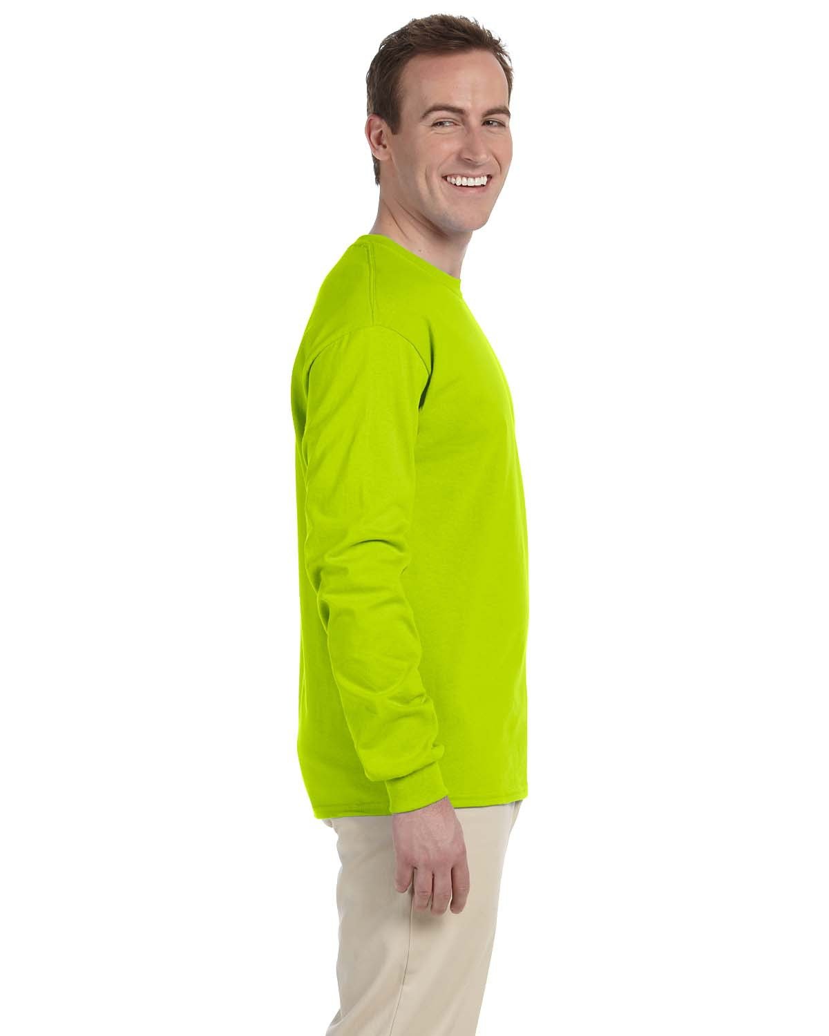Safety Green Long Sleeve T-Shirt with Pocket - 50/50 Cotton/Poly  (Preshrunk) *Custom Printing Available*