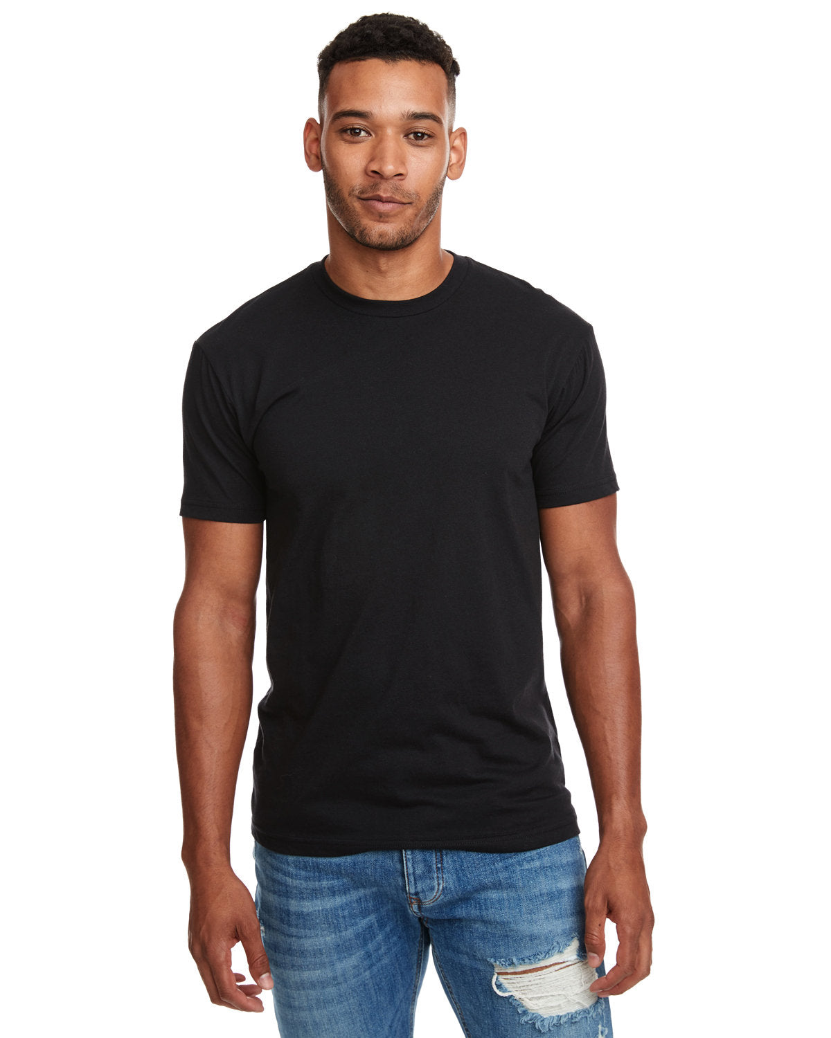 Next Level Men's Black Unisex Pocket Crew T-Shirt