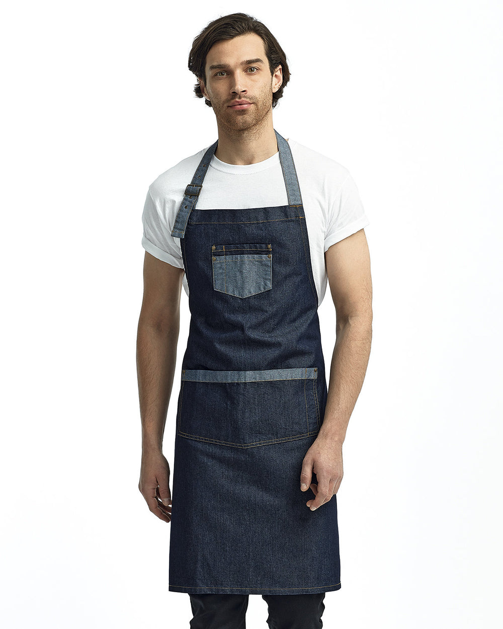 Artisan Collection by Reprime RP127 Unisex Domain Contrast Denim Bib Apron